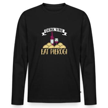 Pierogi polonais - T-shirt manches longues Premium bio Homme - noir - Devant - Nico (187cm)