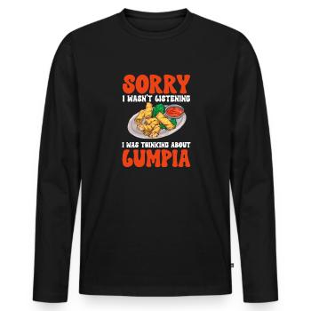 Lumpia Cuisine philippine Philippines - T-shirt manches longues Premium bio Homme - noir - Devant - Nico (187cm)