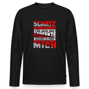 Partner Gift, Partnership Funny Idea - Men's Premium Organic Long Sleeve Shirt - black - Front - Nico (187cm)
