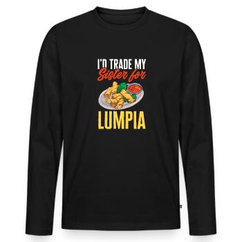 Lumpia Cuisine philippine Philippines - T-shirt manches longues Premium bio Homme - noir - Devant - Nico (187cm)