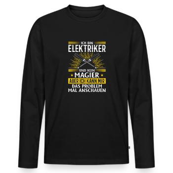Electrician More than just spark magic - Men's Premium Organic Long Sleeve Shirt - black - Front - Nico (187cm)