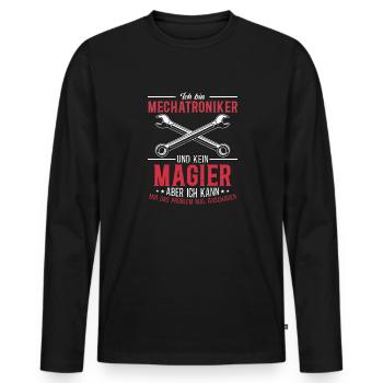 Technicien en mécatronique Technologie de la chemise La magie en action - T-shirt manches longues Premium bio Homme - noir - Devant - Nico (187cm)