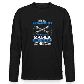 Technicien en mécatronique Technologie de la chemise La magie en action - T-shirt manches longues Premium bio Homme - noir - Devant - Nico (187cm)