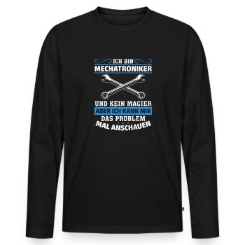 Technicien en mécatronique Technologie de la chemise La magie en action - T-shirt manches longues Premium bio Homme - noir - Devant - Nico (187cm)