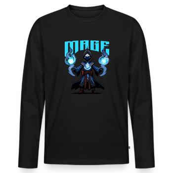 Magicien - T-shirt manches longues Premium bio Homme - noir - Devant - Nico (187cm)