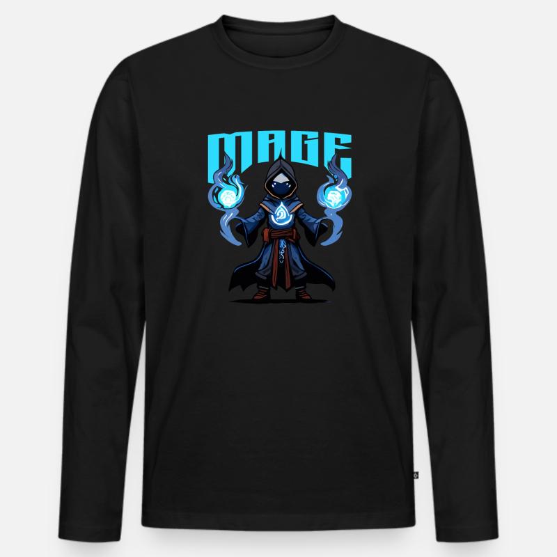 Magier - Männer Premium Bio Langarmshirt - Schwarz
