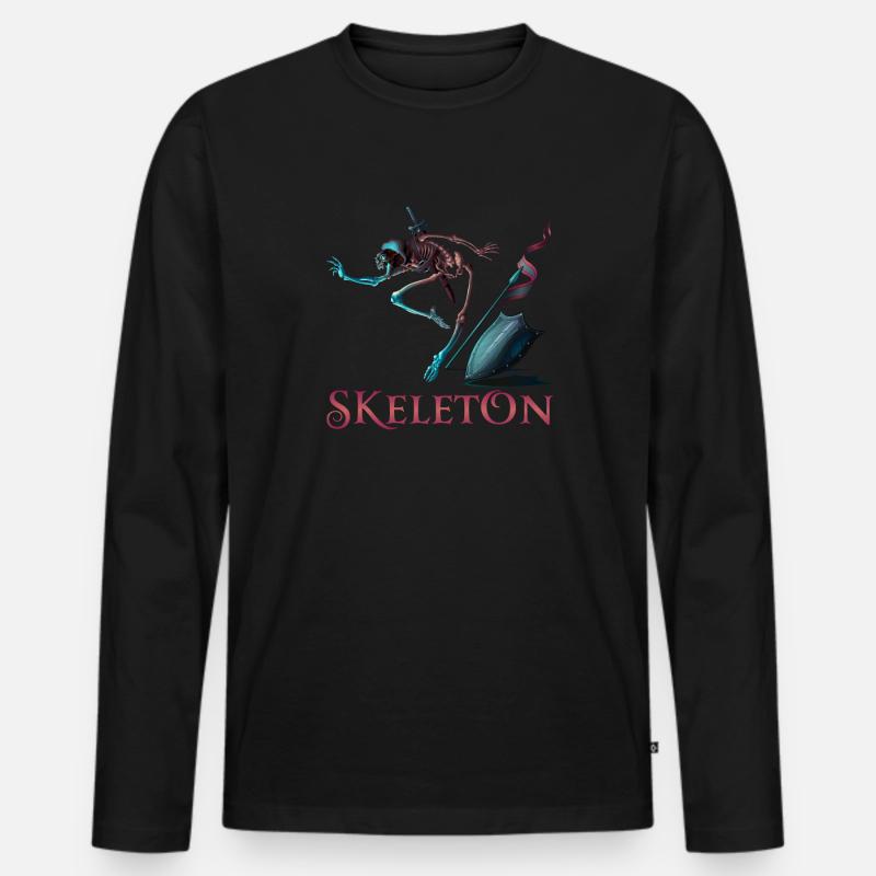 Skeletton - Männer Premium Bio Langarmshirt - Schwarz