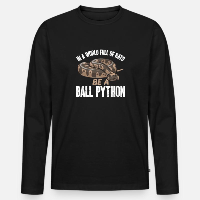 Ball Python Snake King Python - T-shirt manches longues Premium bio Homme - noir