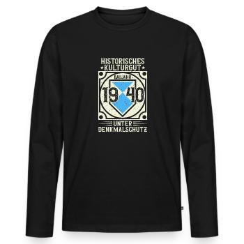 Baujahr 1940 Geboren, Geburtstag Jahrgang 1940 - Männer Premium Bio Langarmshirt - Schwarz - Vorne - Nico (187cm)
