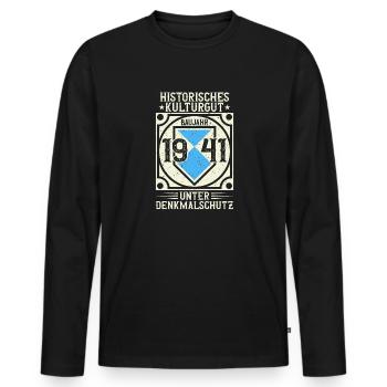 Baujahr 1941 Geboren, Geburtstag Jahrgang 1941 - Männer Premium Bio Langarmshirt - Schwarz - Vorne - Nico (187cm)