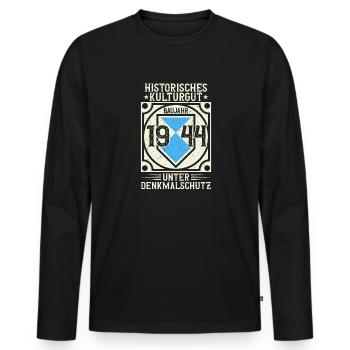 Baujahr 1944 Geboren, Geburtstag Jahrgang 1944 - Männer Premium Bio Langarmshirt - Schwarz - Vorne - Nico (187cm)