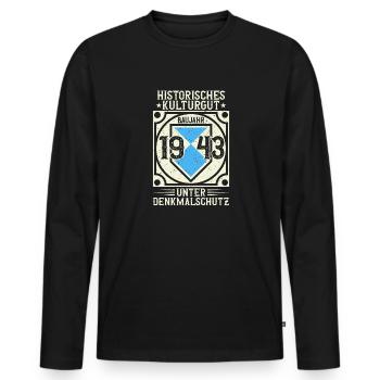 Baujahr 1943 Geboren, Geburtstag Jahrgang 1943 - Männer Premium Bio Langarmshirt - Schwarz - Vorne - Nico (187cm)