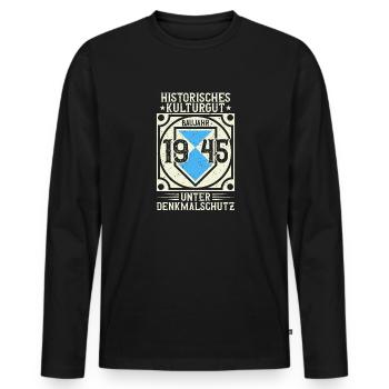 Baujahr 1945 Geboren, Geburtstag Jahrgang 1945 - Männer Premium Bio Langarmshirt - Schwarz - Vorne - Nico (187cm)