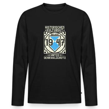 Baujahr 1947 Geboren, Geburtstag Jahrgang 1947 - Männer Premium Bio Langarmshirt - Schwarz - Vorne - Nico (187cm)