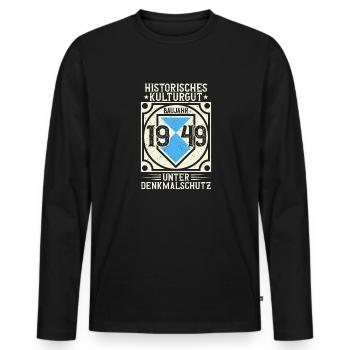 Baujahr 1949 Geboren, Geburtstag Jahrgang 1949 - Männer Premium Bio Langarmshirt - Schwarz - Vorne - Nico (187cm)