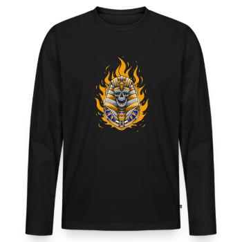 Totenkopf-Anubis - Männer Premium Bio Langarmshirt - Schwarz - Vorne - Nico (187cm)