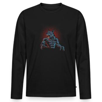 Werwolf - Männer Premium Bio Langarmshirt - Schwarz - Vorne - Nico (187cm)