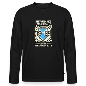 Baujahr 1959 Geboren, Geburtstag Jahrgang 1959 - Männer Premium Bio Langarmshirt - Schwarz - Vorne - Nico (187cm)
