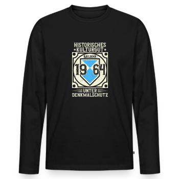 Baujahr 1964 Geboren, Geburtstag Jahrgang 1964 - Männer Premium Bio Langarmshirt - Schwarz - Vorne - Nico (187cm)