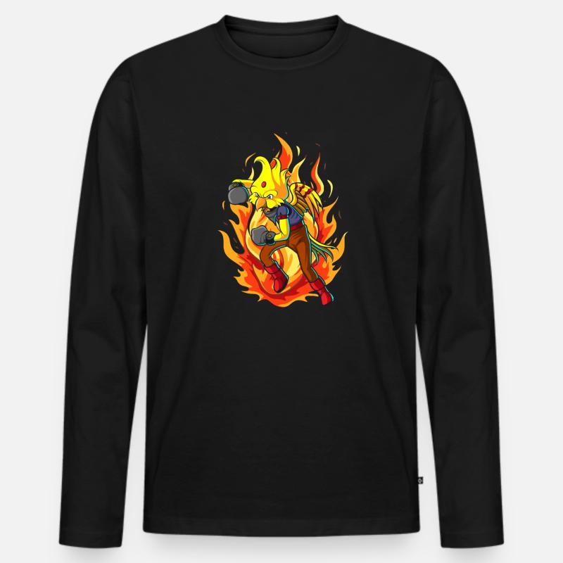 Der Boxende Paradiesvogel - Männer Premium Bio Langarmshirt - Schwarz