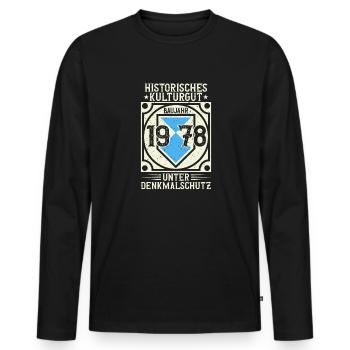 Baujahr 1978 Geboren, Geburtstag Jahrgang 1978 - Männer Premium Bio Langarmshirt - Schwarz - Vorne - Nico (187cm)