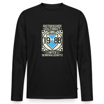 Baujahr 1988 Geboren, Geburtstag Jahrgang 1988 - Männer Premium Bio Langarmshirt - Schwarz - Vorne - Nico (187cm)