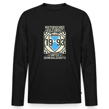Baujahr 1993 Geboren, Geburtstag Jahrgang 1993 - Männer Premium Bio Langarmshirt - Schwarz - Vorne - Nico (187cm)