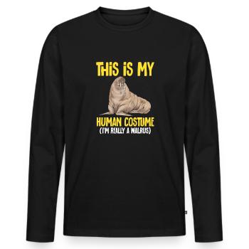 Walross - Männer Premium Bio Langarmshirt - Schwarz - Vorne - Nico (187cm)