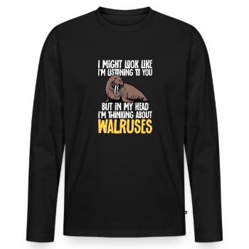 Walross - Männer Premium Bio Langarmshirt - Schwarz - Vorne - Nico (187cm)