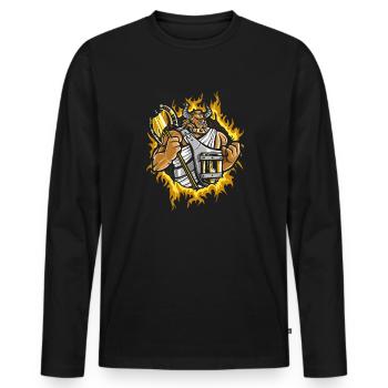 Minotaurus mit Halbtonfeuer-Hintergrund - Männer Premium Bio Langarmshirt - Schwarz - Vorne - Nico (187cm)
