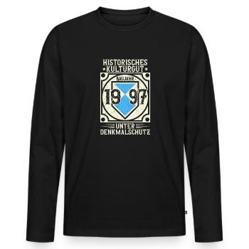 Baujahr 1997 Geboren, Geburtstag Jahrgang 1997 - Männer Premium Bio Langarmshirt - Schwarz - Vorne - Nico (187cm)