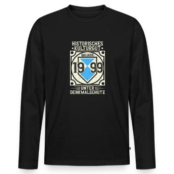 Baujahr 1999 Geboren, Geburtstag Jahrgang 1999 - Männer Premium Bio Langarmshirt - Schwarz - Vorne - Nico (187cm)