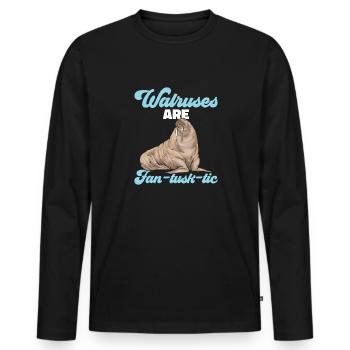 Walross - Männer Premium Bio Langarmshirt - Schwarz - Vorne - Nico (187cm)