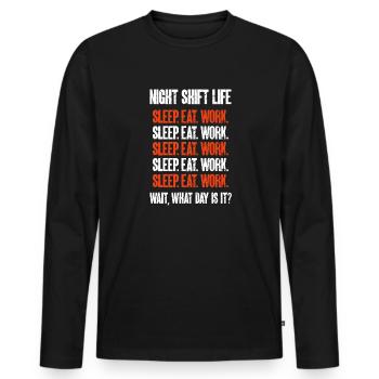 Night Shift Nurse - Men's Premium Organic Long Sleeve Shirt - black - Front - Nico (187cm)