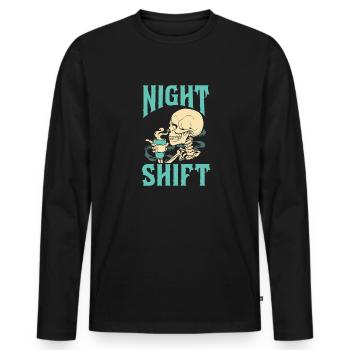 Night Shift Nurse - Men's Premium Organic Long Sleeve Shirt - black - Front - Nico (187cm)
