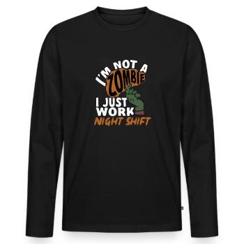 Night Shift Nurse - Men's Premium Organic Long Sleeve Shirt - black - Front - Nico (187cm)
