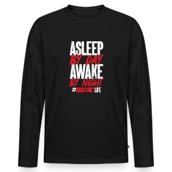 Night Shift Nurse - Men's Premium Organic Long Sleeve Shirt - black - Front - Nico (187cm)