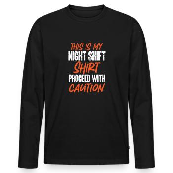 Night Shift Nurse - Men's Premium Organic Long Sleeve Shirt - black - Front - Nico (187cm)