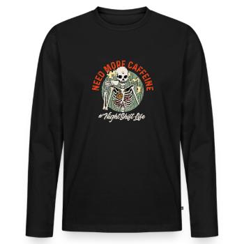 Night Shift Nurse - Men's Premium Organic Long Sleeve Shirt - black - Front - Nico (187cm)