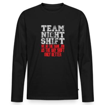 Night Shift Nurse - Men's Premium Organic Long Sleeve Shirt - black - Front - Nico (187cm)