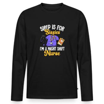 Night Shift Nurse - Men's Premium Organic Long Sleeve Shirt - black - Front - Nico (187cm)