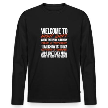 Night Shift Nurse - Men's Premium Organic Long Sleeve Shirt - black - Front - Nico (187cm)
