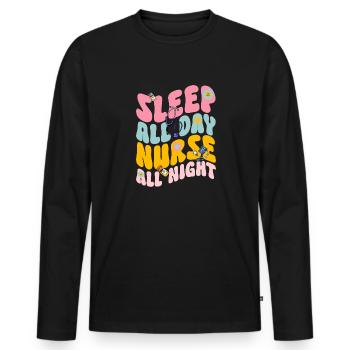 Night Shift Nurse - Men's Premium Organic Long Sleeve Shirt - black - Front - Nico (187cm)