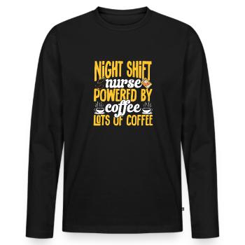 Night Shift Nurse - Men's Premium Organic Long Sleeve Shirt - black - Front - Nico (187cm)