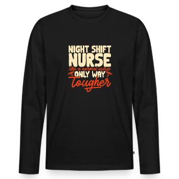 Night Shift Nurse - Men's Premium Organic Long Sleeve Shirt - black - Front - Nico (187cm)
