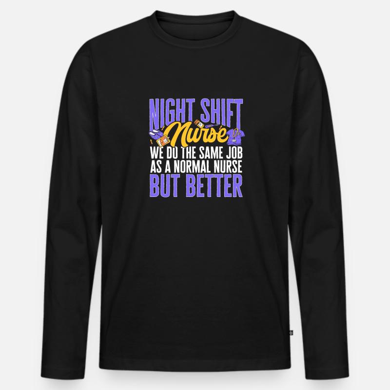Nachtschicht Krankenschwester - Männer Premium Bio Langarmshirt - Schwarz