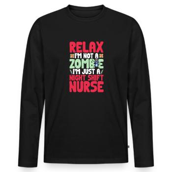 Night Shift Nurse - Men's Premium Organic Long Sleeve Shirt - black - Front - Nico (187cm)