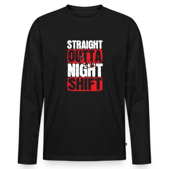 Infirmière de nuit - T-shirt manches longues Premium bio Homme - noir - Devant - Nico (187cm)