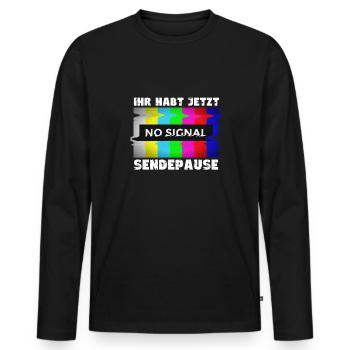 Vous avez maintenant une pause de la diffusion - Pas de signal - T-shirt manches longues Premium bio Homme - noir - Devant - Nico (187cm)