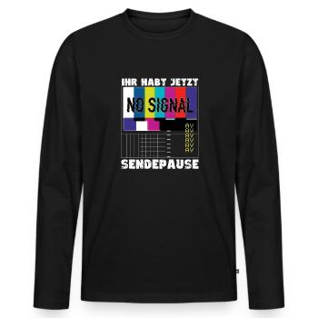 Vous avez maintenant une pause de la diffusion - Pas de signal - T-shirt manches longues Premium bio Homme - noir - Devant - Nico (187cm)